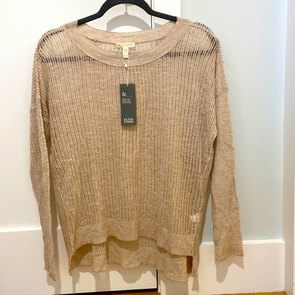 Eileen Fisher petite NWT (size small) - open weave organic linen sweater